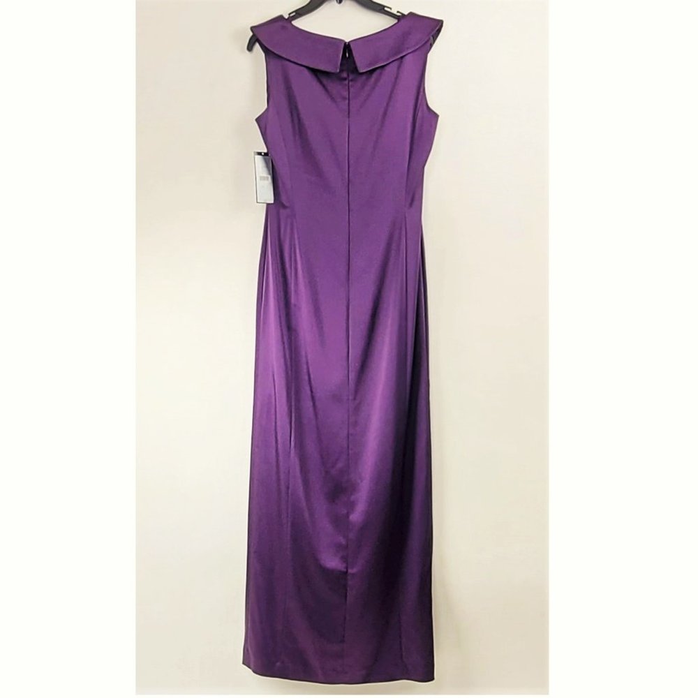 NWT TAHARI BY ASL Side Ruched Stretch Satin Gown - Picture 4 of 8